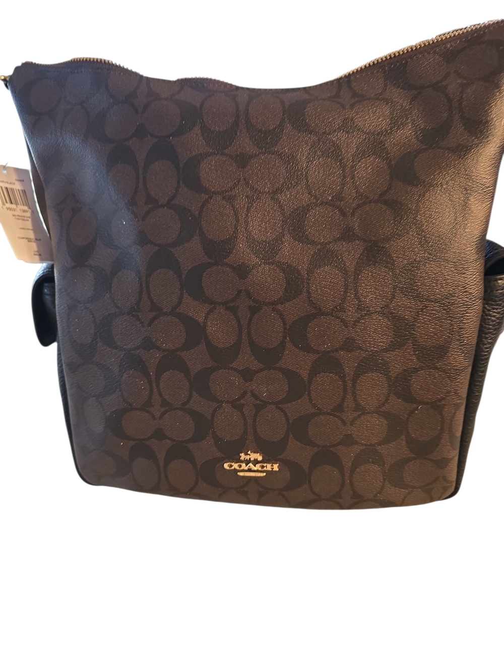 Penny Coach Brown and Black Signature Crossbody with Gold Hardware